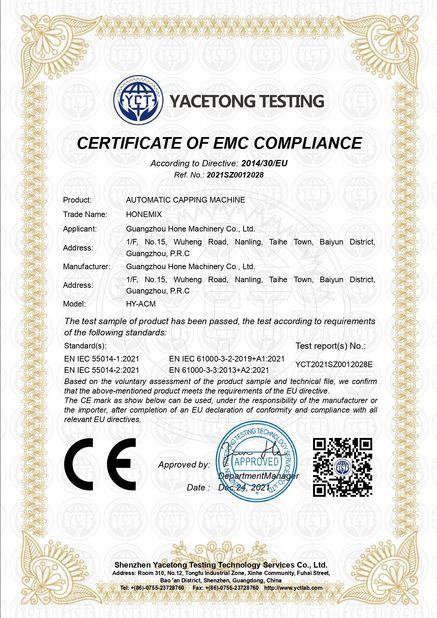 China Guangzhou Hone Machinery Co., Ltd. zertifizierungen