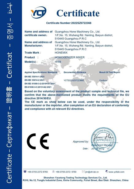 China Guangzhou Hone Machinery Co., Ltd. zertifizierungen