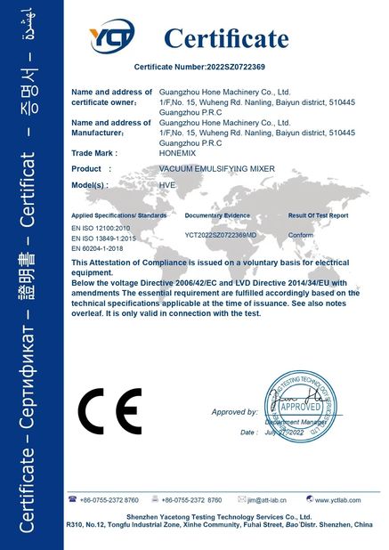 China Guangzhou Hone Machinery Co., Ltd. zertifizierungen